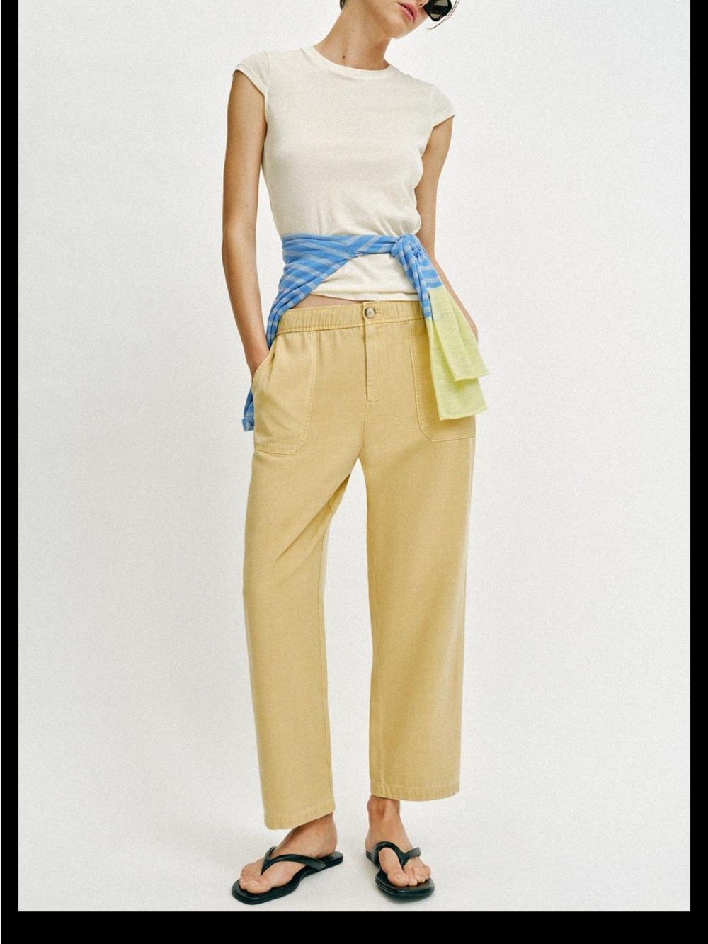 Zara Straight-Leg Women’s Pants in Light Yellow-Tan